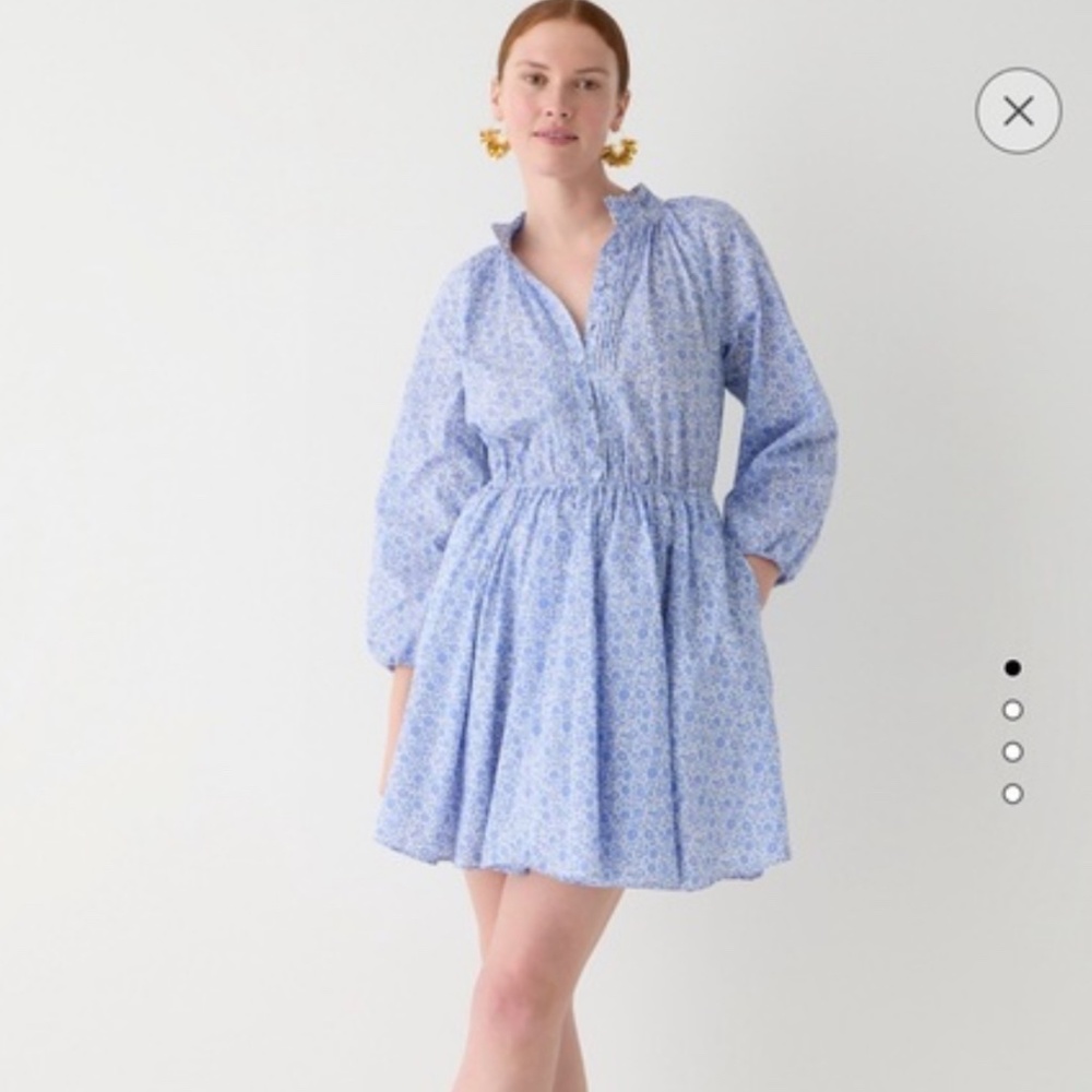 J. Crew Liberty Fabrics Ruffle Collar Dress in D'Anjo Coast Size Extra Small XS